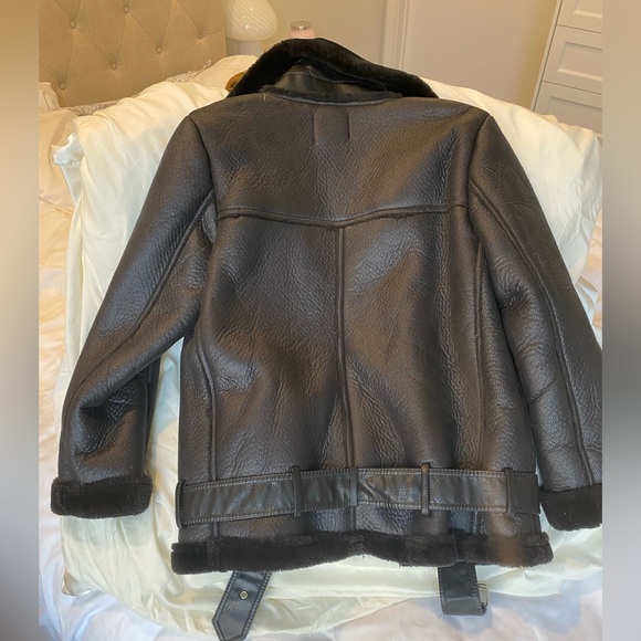 Black faux fur lined oversized coat - Picture 2 of 2